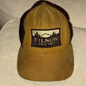 Filson Men's Logger Mesh Trucker Scenic Mountain Patch Brown 11030237